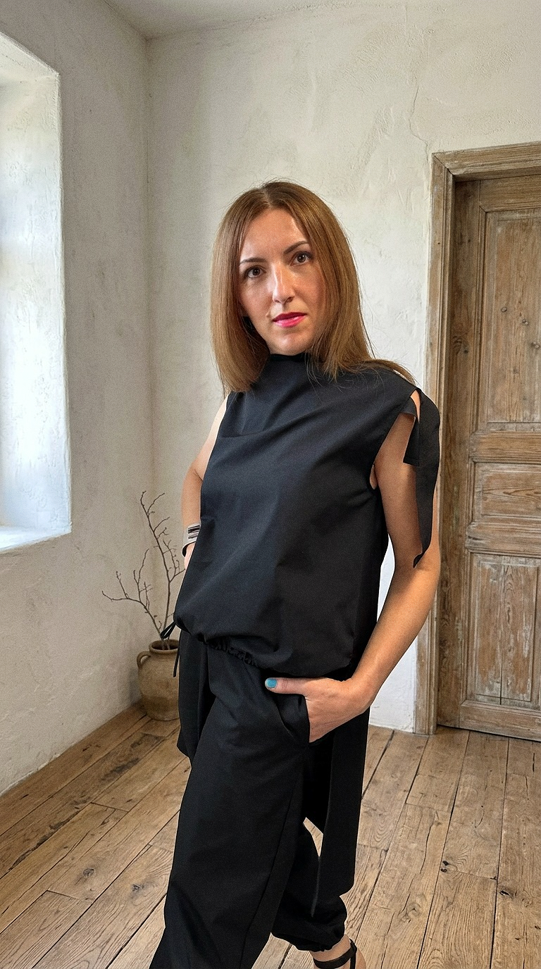 Crna tunika MUSE hrvatski modni dizajn Kuky Design butik Zagreb