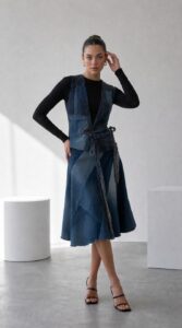Asimetrična Patchwork Traper Suknja KASKADA